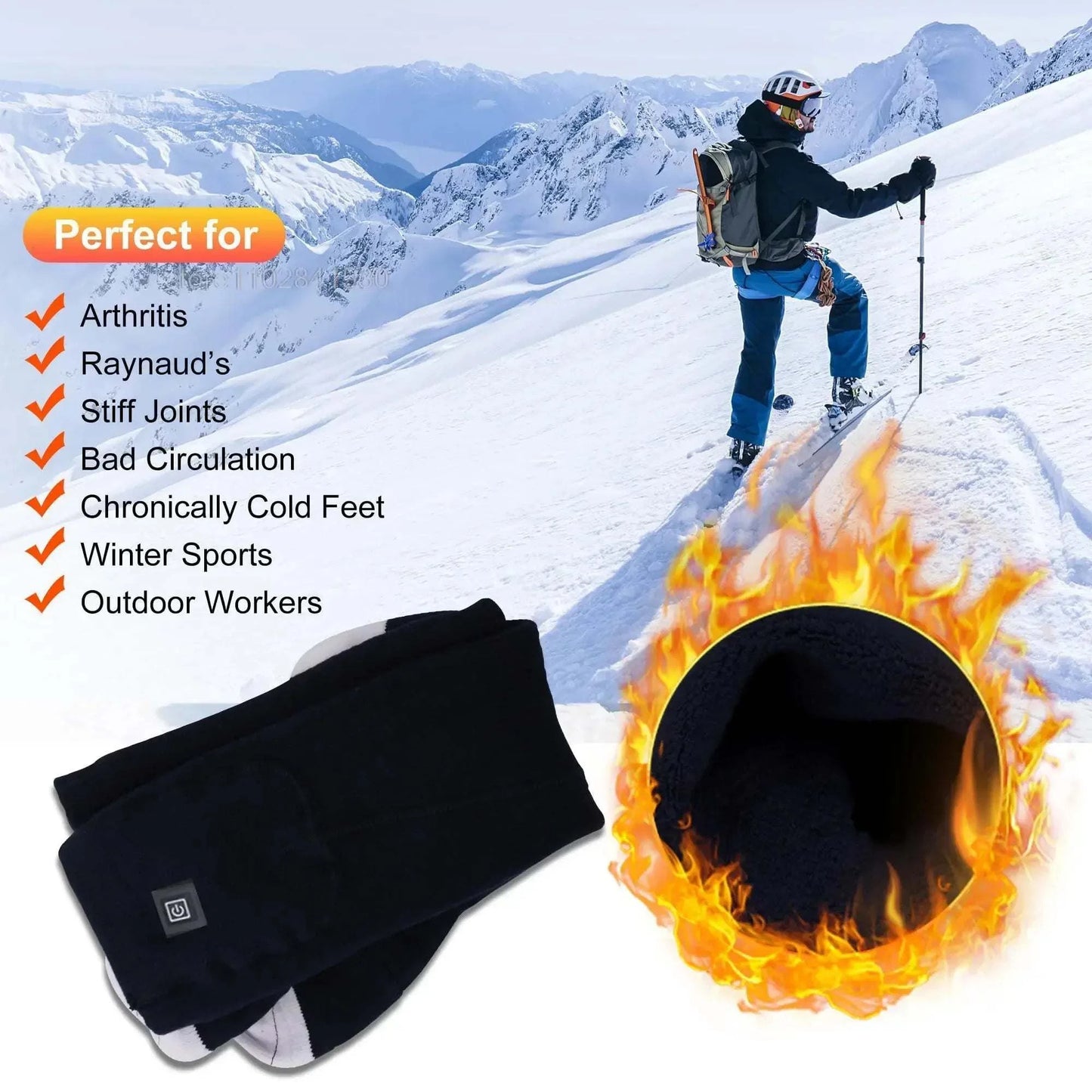 π₯ Heated Socks β 4000 mAh (5V) Battery Powered, Washable & Ultra Comfortable